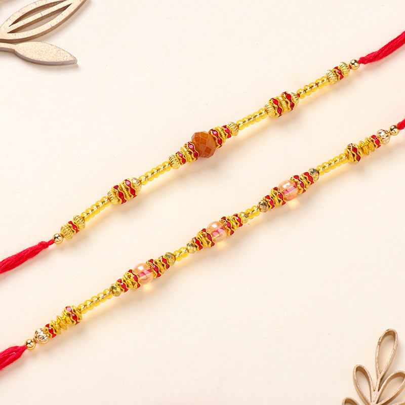 Majestic Two Stone Beads Rakhi